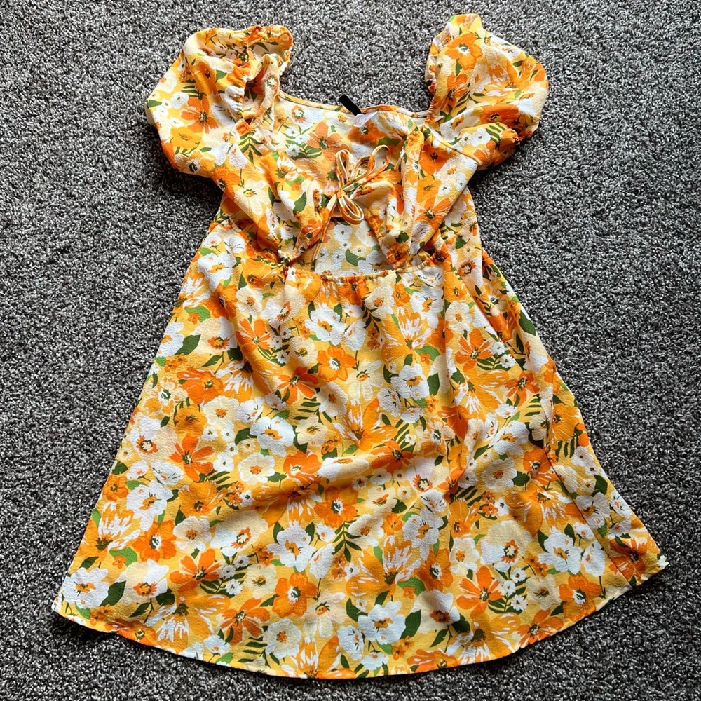 H&M Orange Tropical Floral Dress